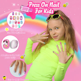 Amagoing princess press-on nails with unicorn and mermaid themes