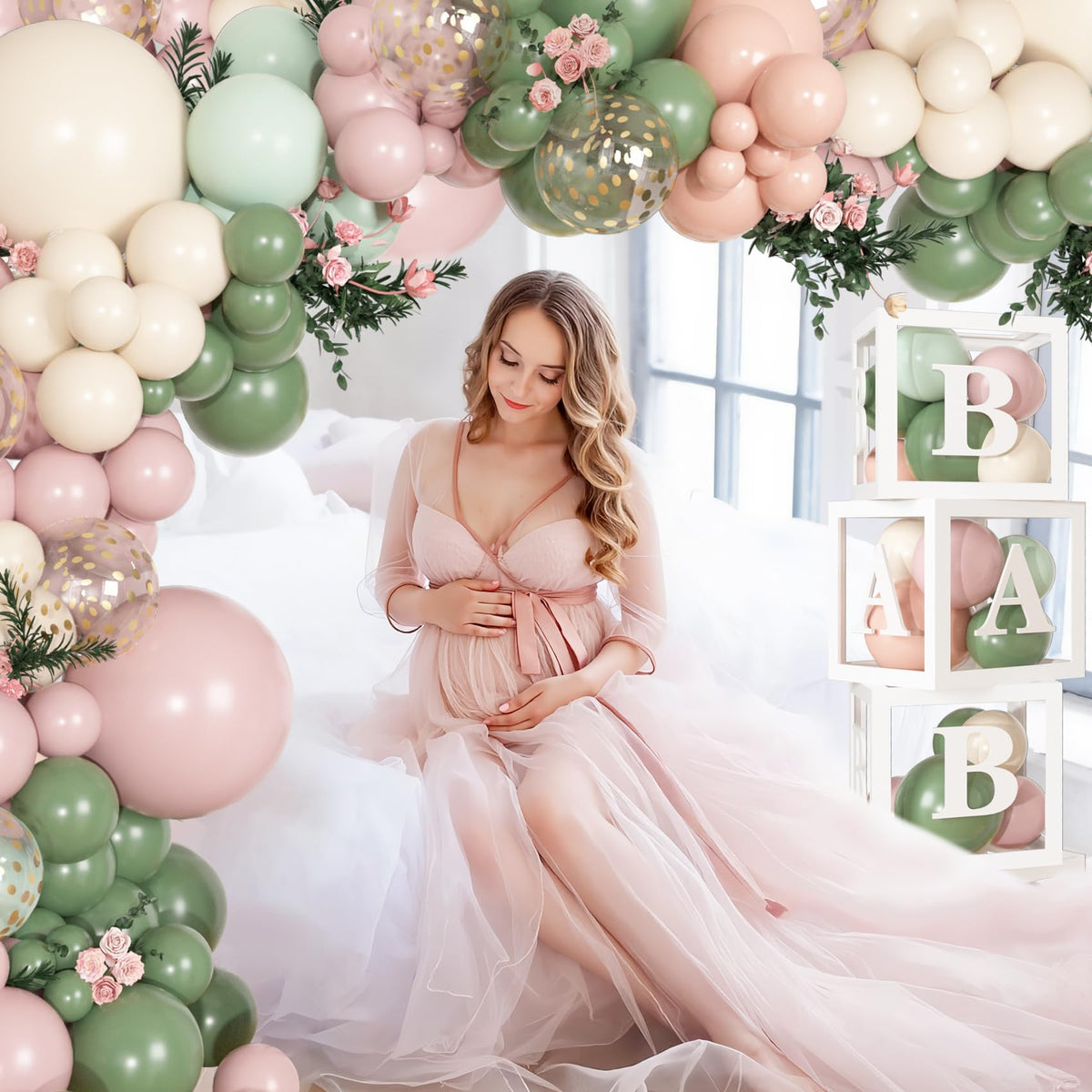 Amandir boho floral party décor creates a festive shower backdrop.