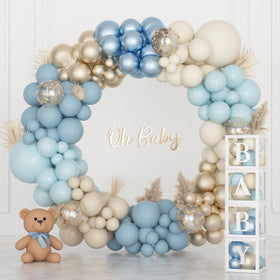AMANDIR dusty blue baby boxes add elegant display accents to gifts.