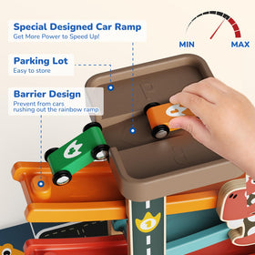 AmazingJoy Montessori car ramp wooden construction emphasizes durability and safe handling