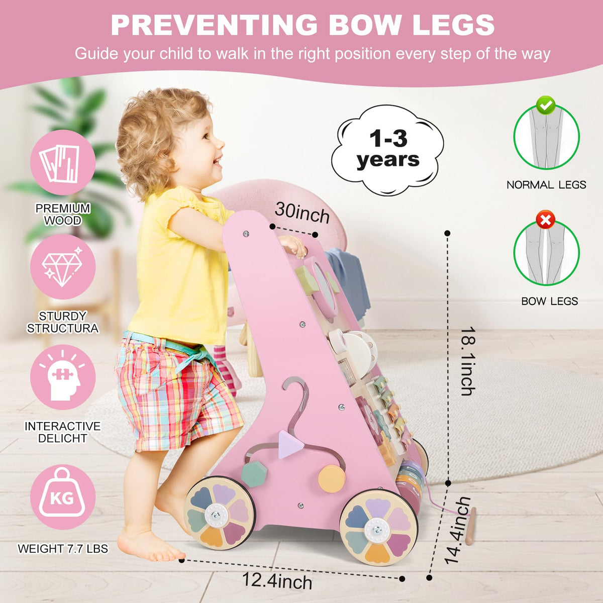 AmazingJoy Montessori-inspired walker design supports sit-to-stand progression.