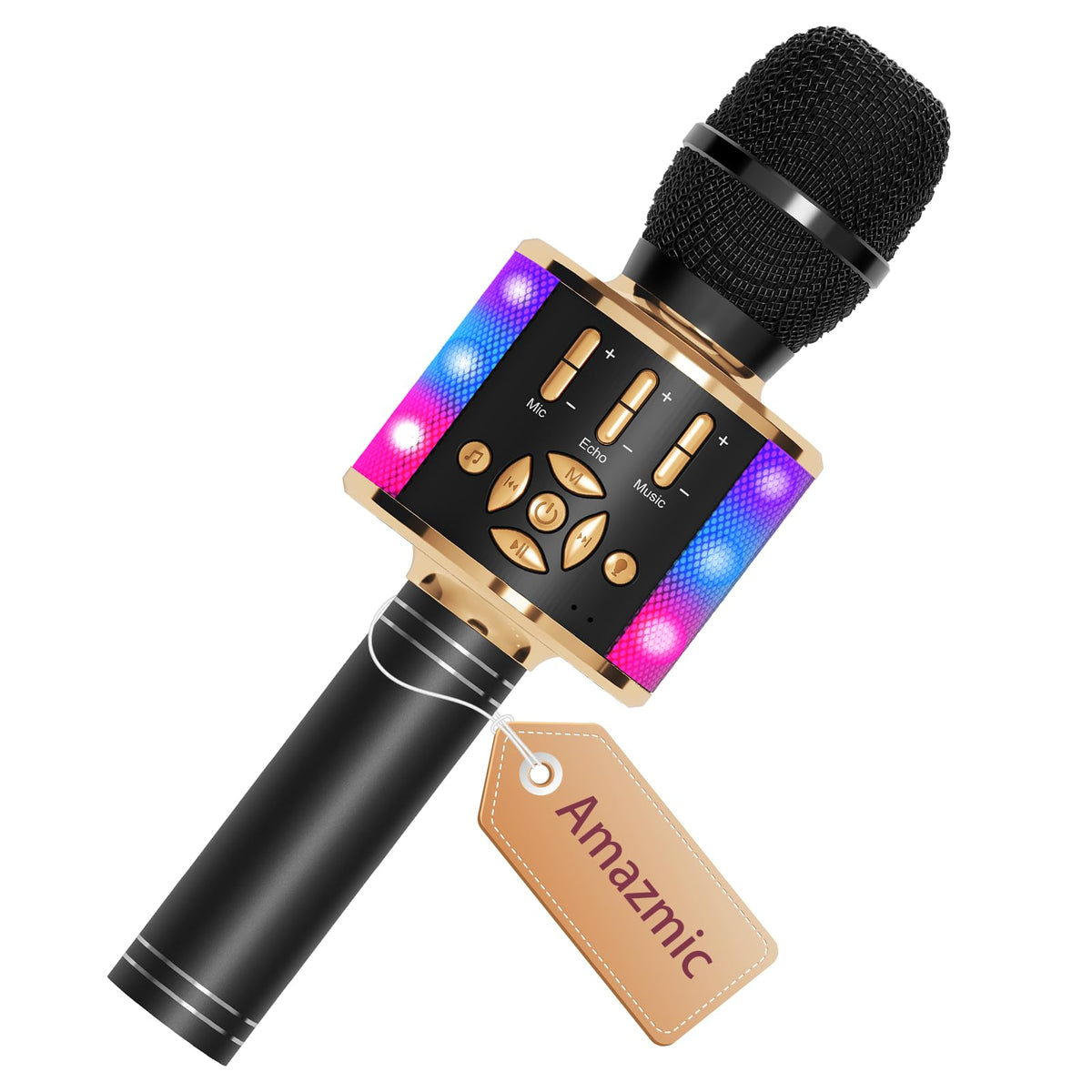 Amazmic Kids Karaoke Microphone in hand for a fun singing session