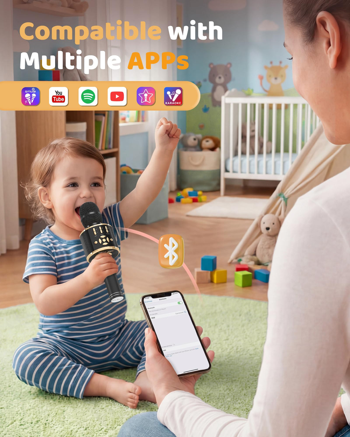 Amazmic Kids Karaoke Microphone voice modes for playful sound effects