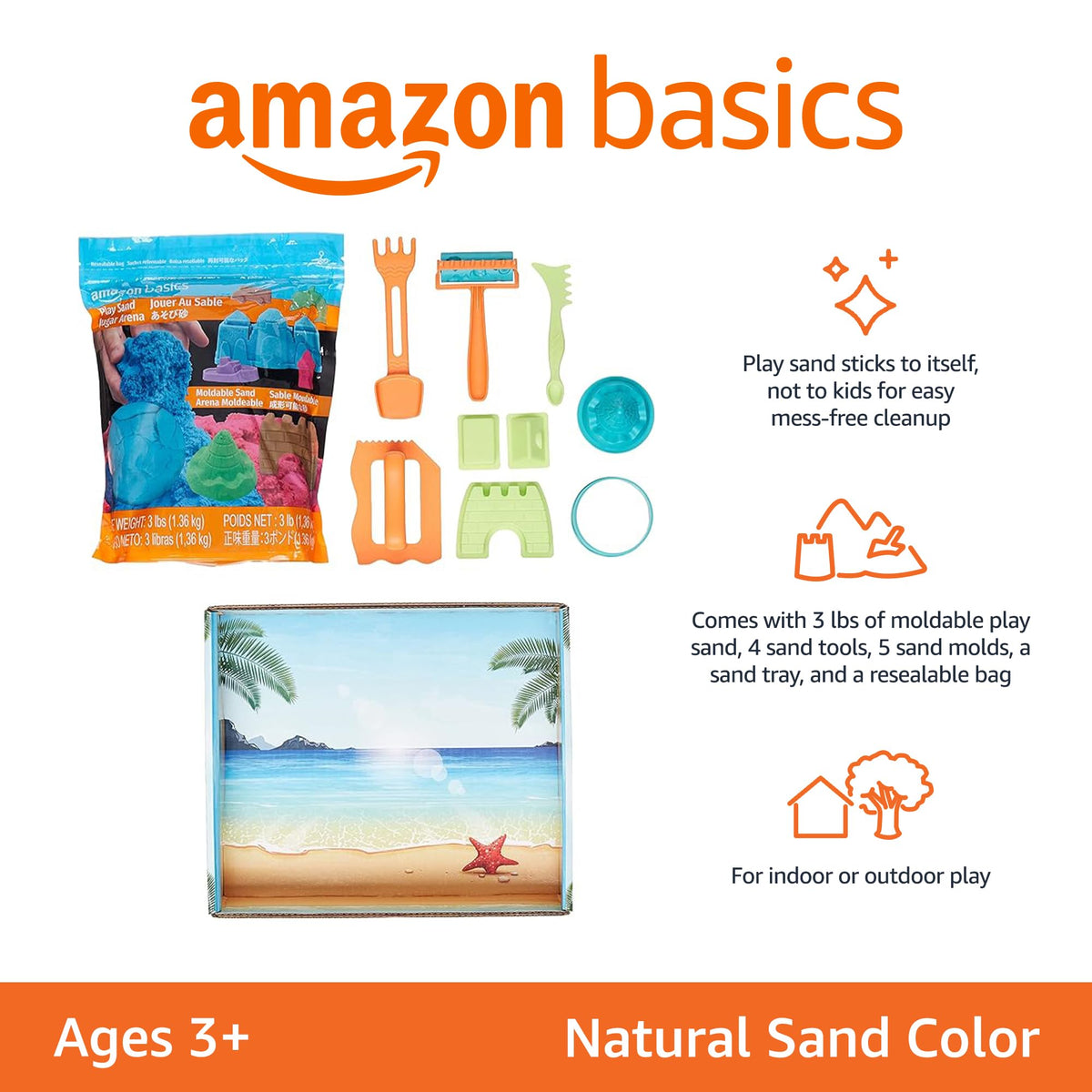 Amazon Basics 11-piece sand tools set for shaping and building imaginative scenes