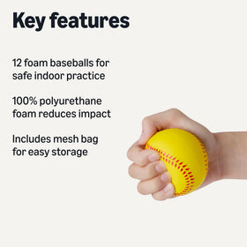 Close-up of Amazon Basics foam baseball texture and soft material