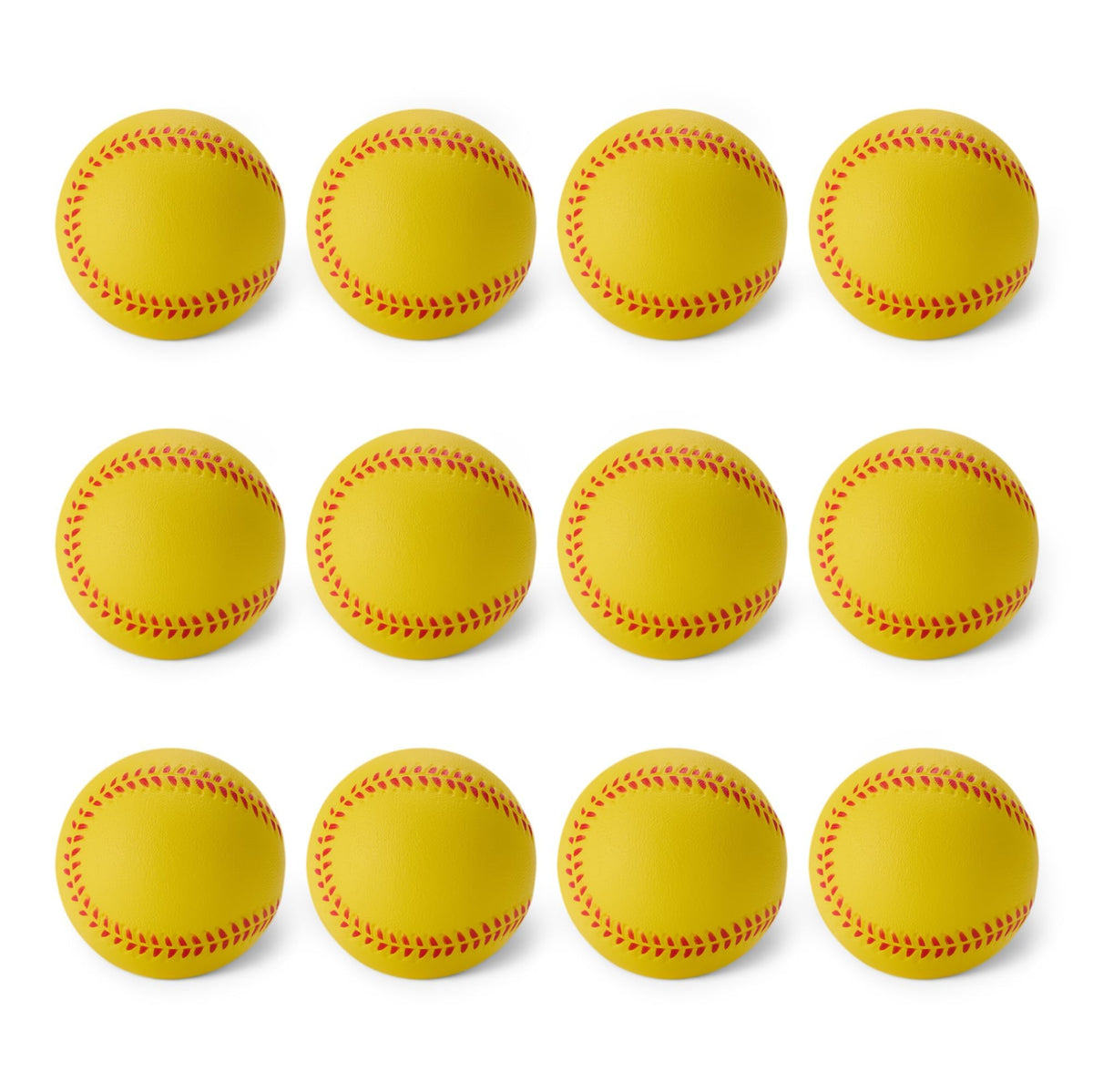 Amazon Basics foam baseballs arranged in a mesh bag for easy transport