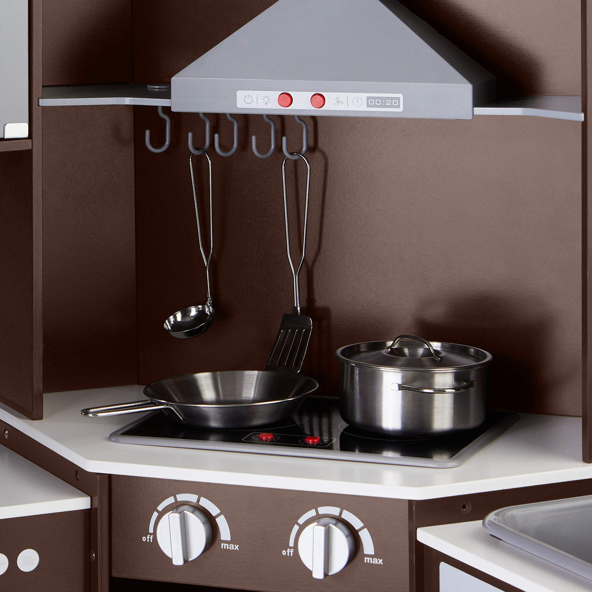 Amazon Basics Kids Corner wooden kitchen sink as a prep and cleanup station.