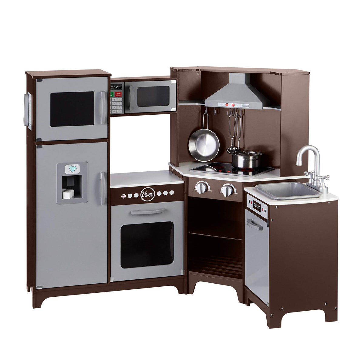 Amazon Basics Kids Corner wooden kitchen stove for imaginative pretend cooking.