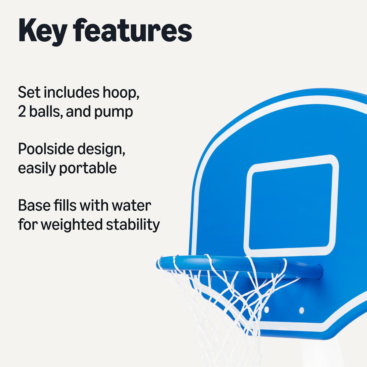 Amazon Basics pool basketball hoop rim designed for easy shot attempts.