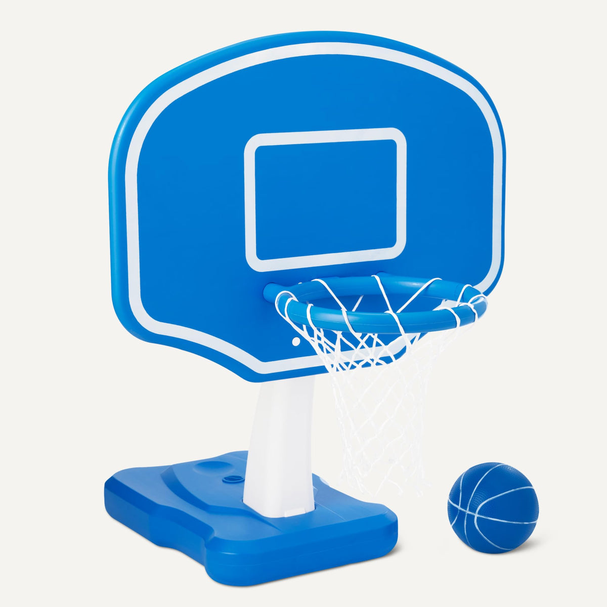 Amazon Basics pool basketball hoop portable edge setup for easy relocation.