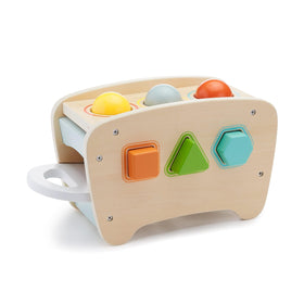 Amazon Basics wooden toy combines pounding, sorting, and music for immersive discovery.