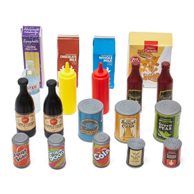 Amazon Basics pretend drinks and snacks for café or restaurant play.