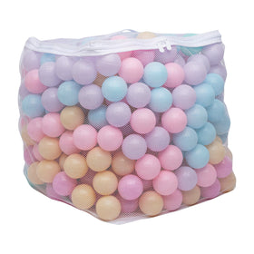 Amazon Basics pastel ball pit balls in a colorful toddler play area.