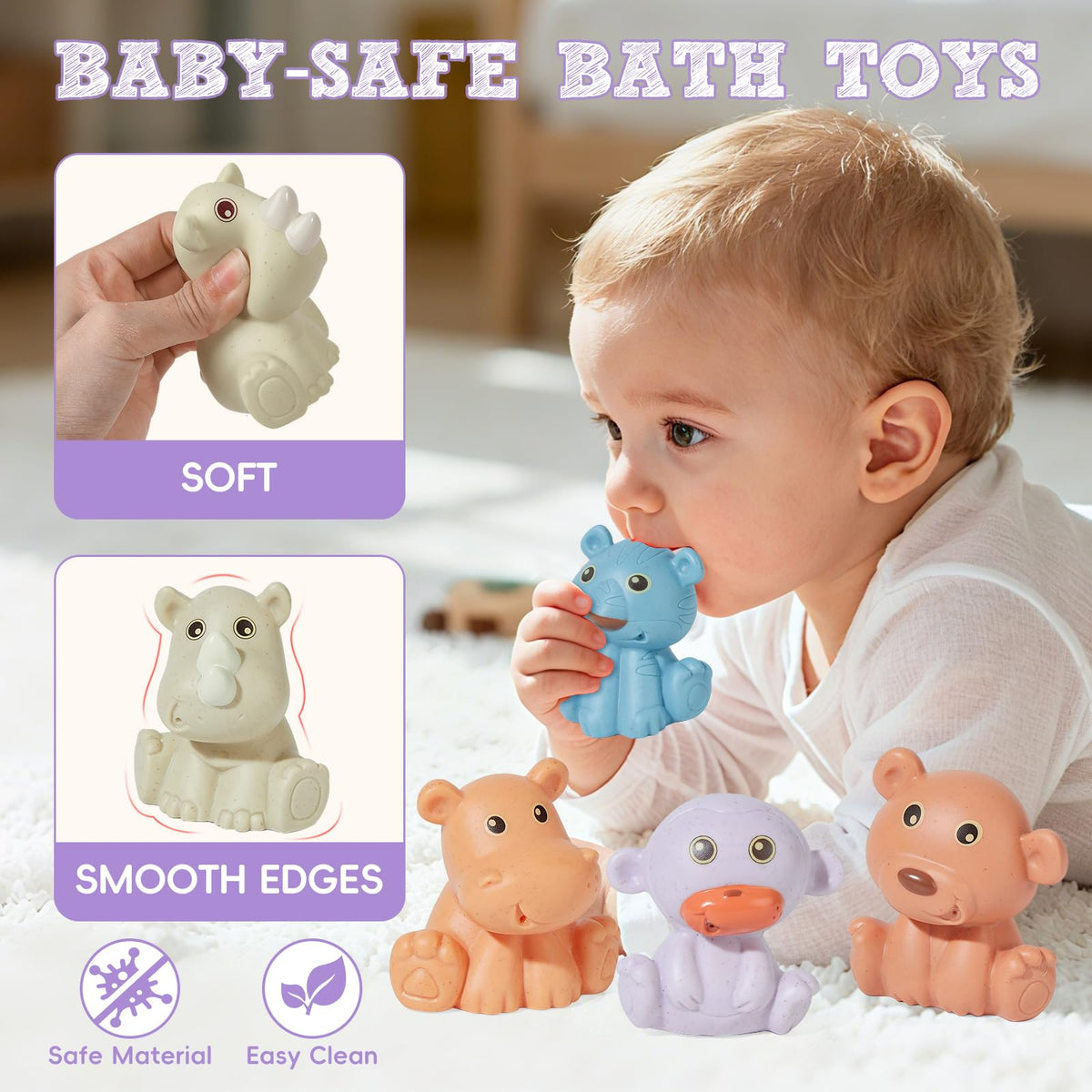AMCHSURI bear bath toy bright and safe, ideal for easy grip and sensory fun.