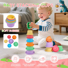 AMCHSURI Numbered Cups teach colors, counting, and sorting while stacking.