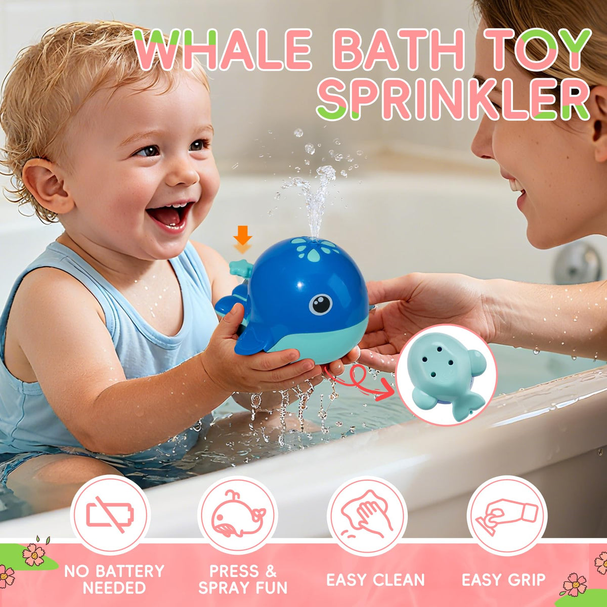 AMCHSURI Spray Whale bath toy engages little ones with water spray.