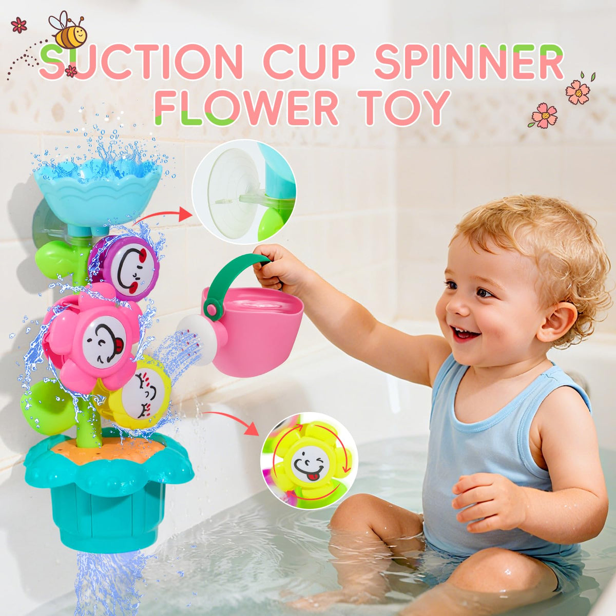 AMCHSURI Watering Can bath toy sprays water for cause-and-effect play.