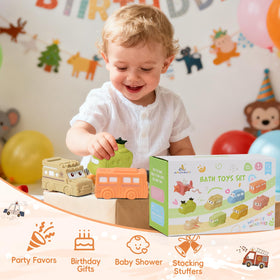 AMCHSURI gift-ready 9-piece bath toy set for infants and toddlers