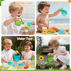AMCHSURI kids playing with colorful, safe, mold-free bath toys.