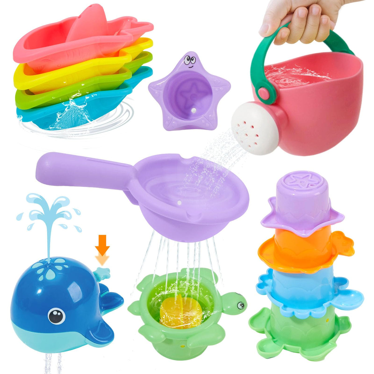 AMCHSURI mold-free bath toys: 11-piece floating boats for imaginative play and coordination.