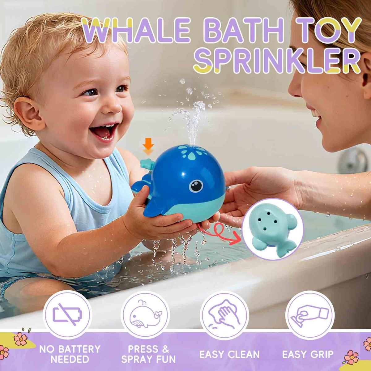 AMCHSURI bath toys: cup and water pour play encourages fine motor skills.