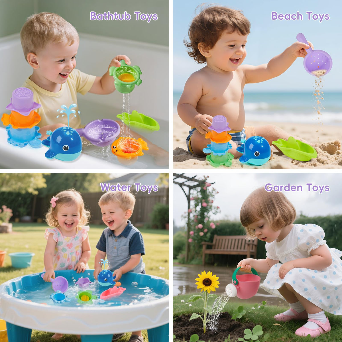 AMCHSURI bath toys: versatile water-table and pool play for imaginative storytelling.
