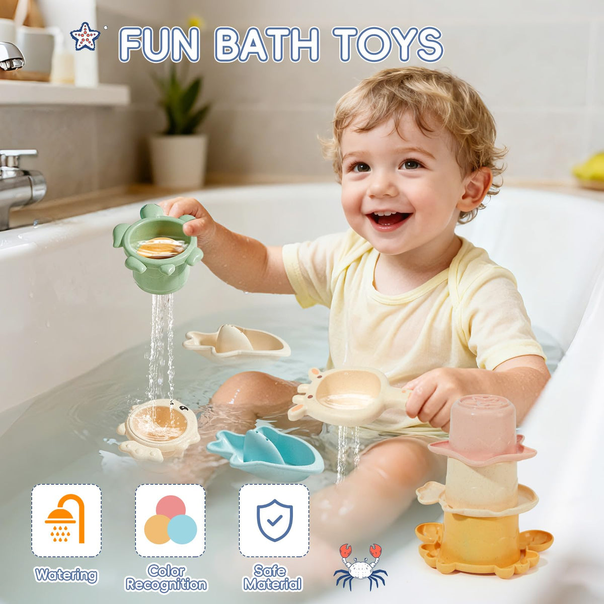 AMCHSURI stacking cups encourage safe grasp and early motor skills