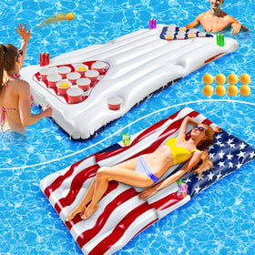 AMENON 2-in-1 American flag pool float pong table for festive pool games