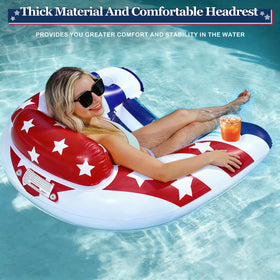 AMENON 40x37 inch American flag floating chair for cooling pool time