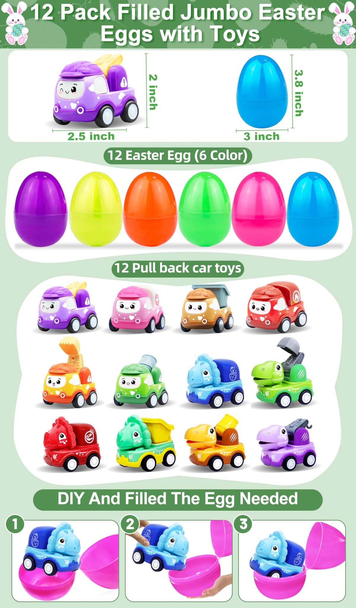 AMENON colorful 3.8-inch eggs in six bright colors
