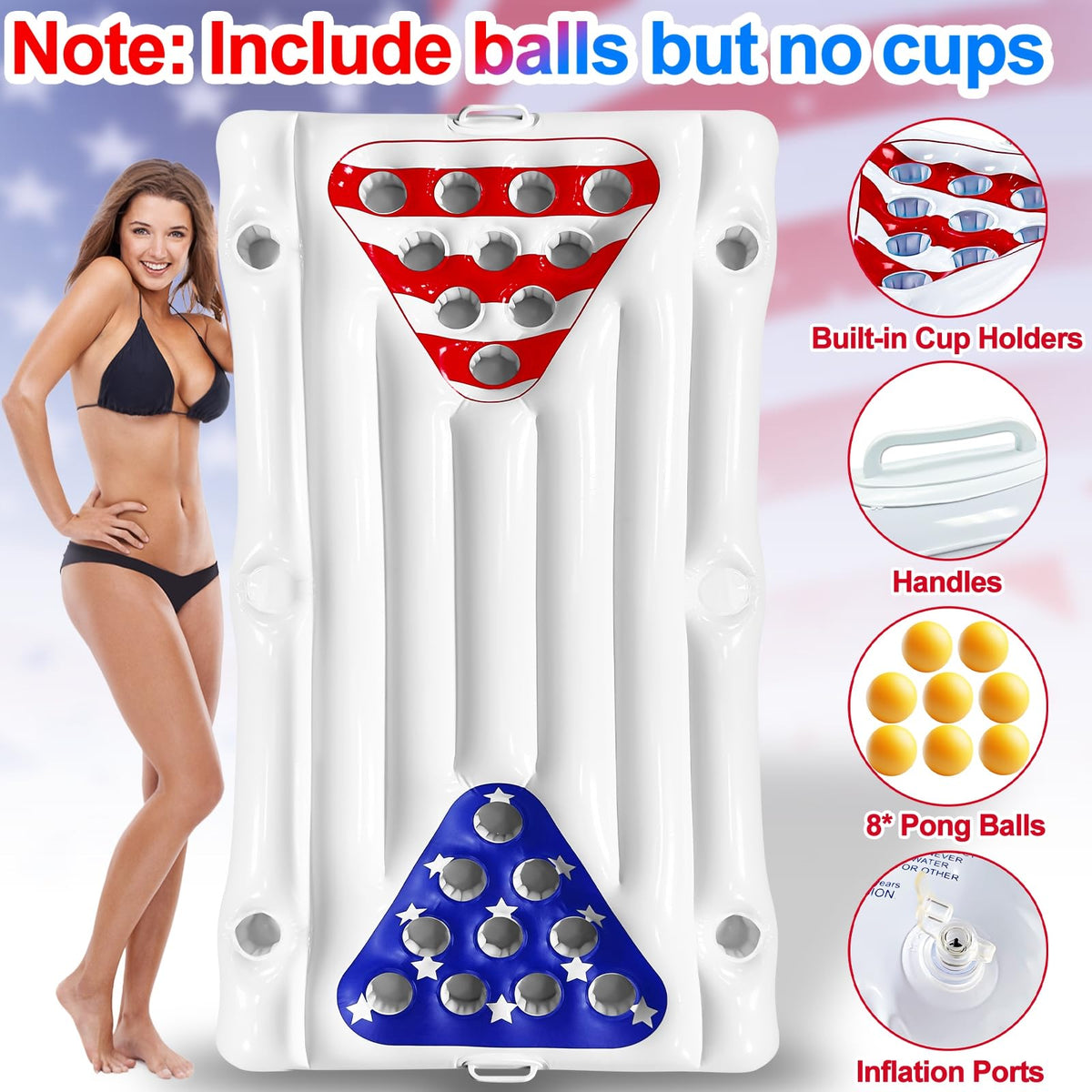 AMENON American flag pool float supports up to 220 lbs for adult use