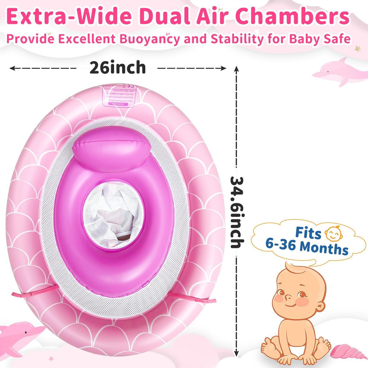 AMENON 360 mesh windows provide airflow for baby comfort in the float.