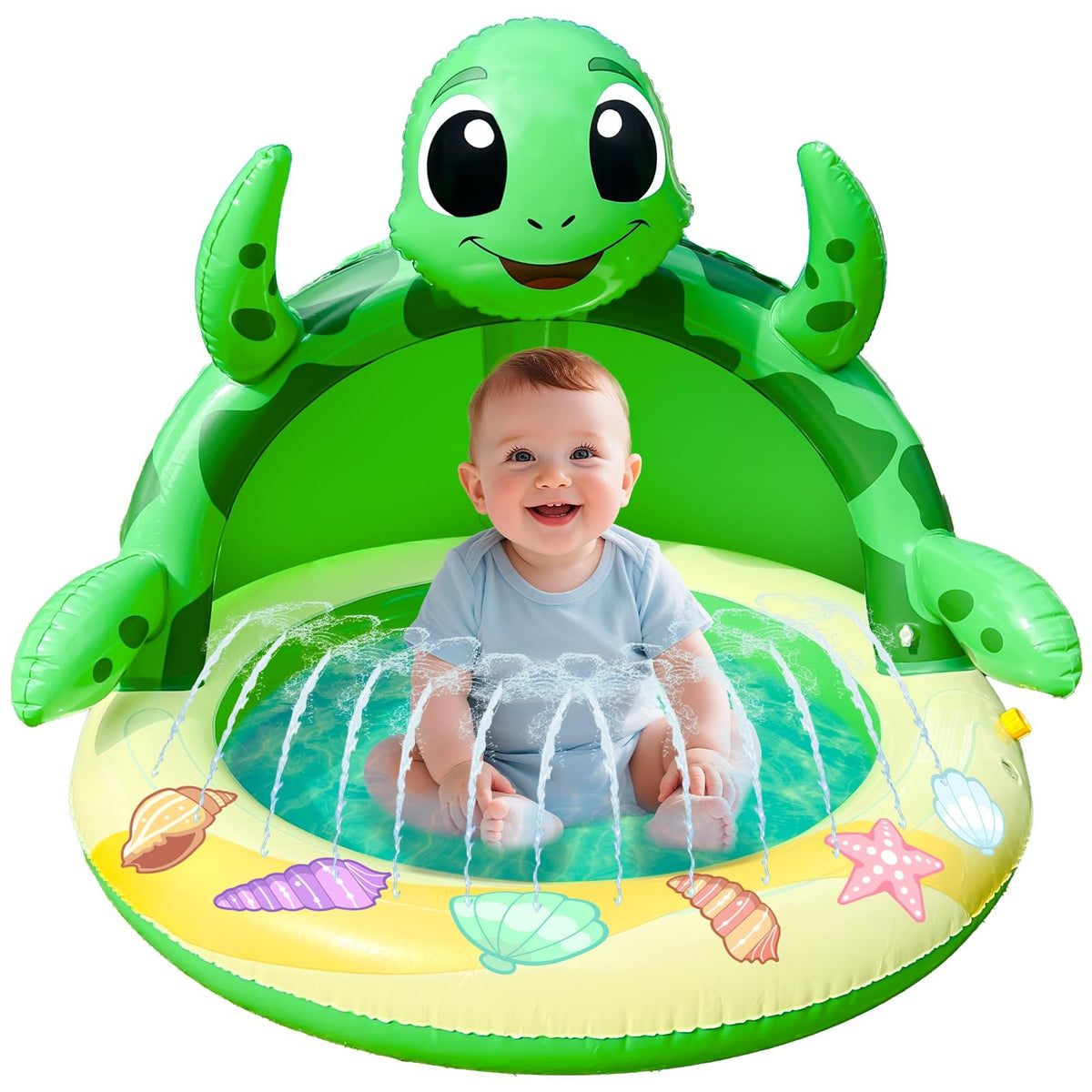 AMENON turtle sprinkler pool for safe outdoor cooling and imaginative play.