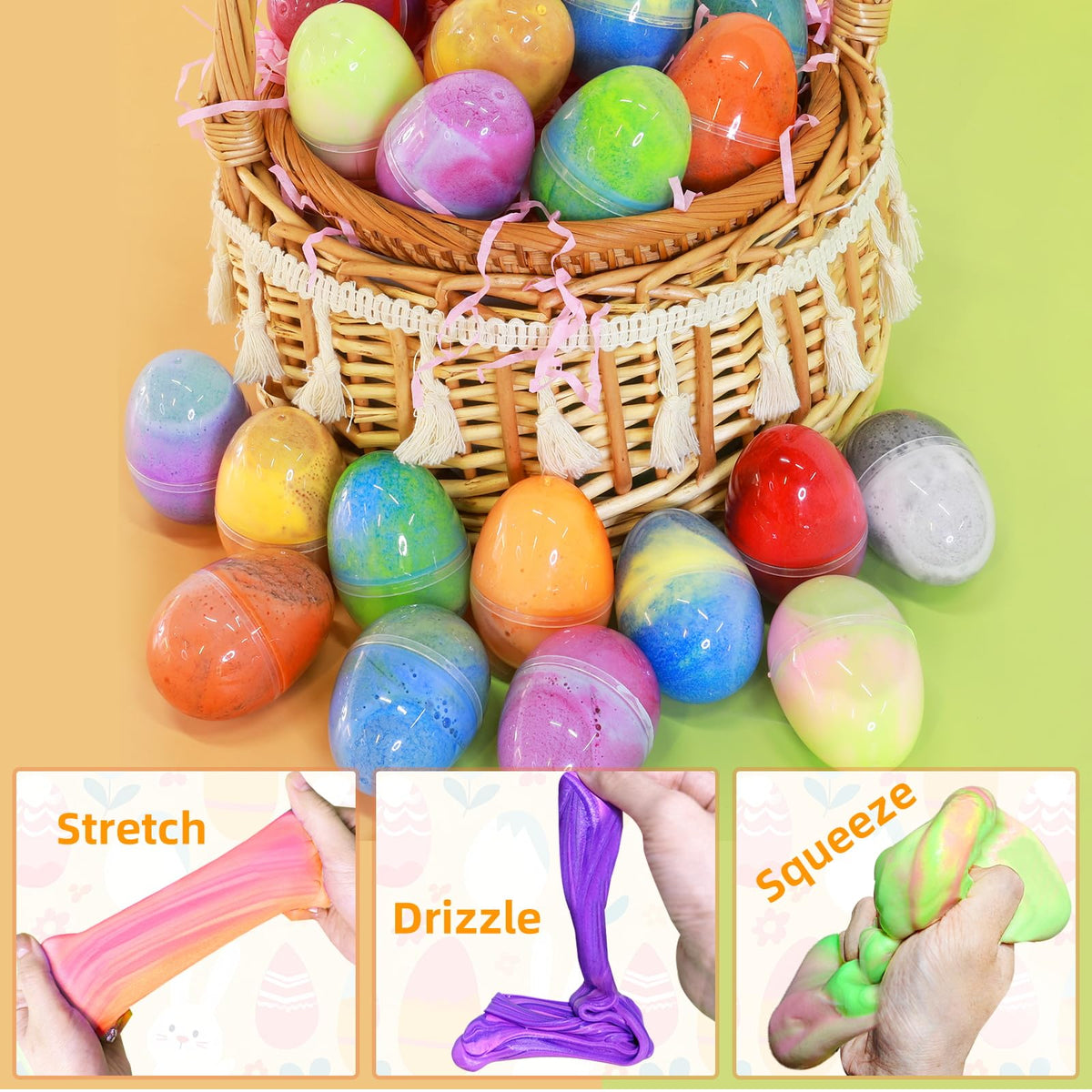 Dual-colored AMENON butter slime eggs invite mix-and-match crafting and color variety.
