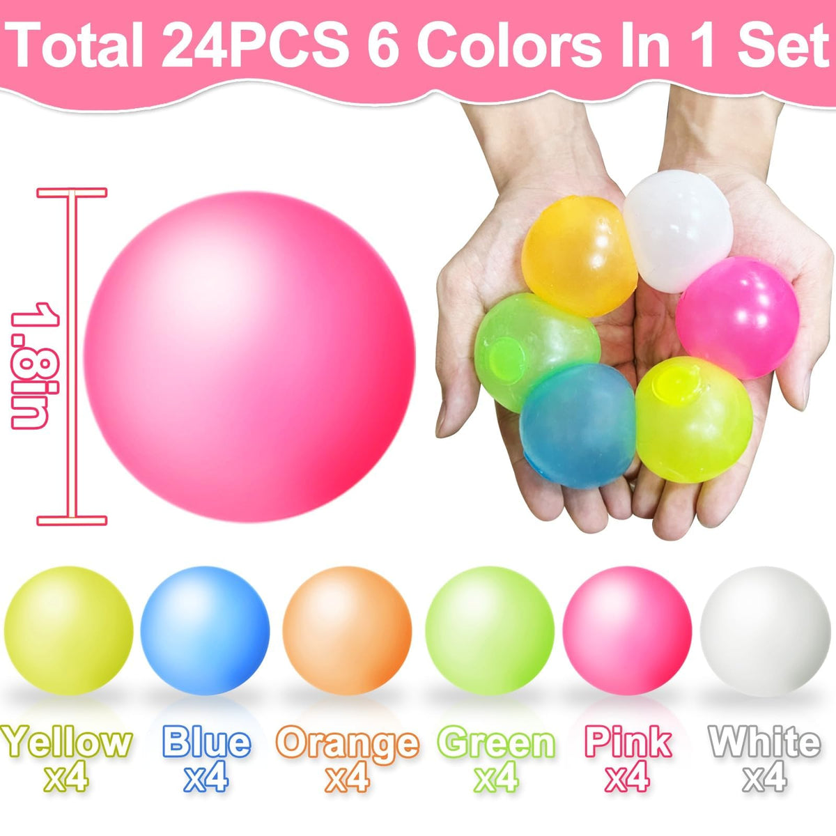 AMENON glow sticky ball on ceiling glows softly for engaging play.