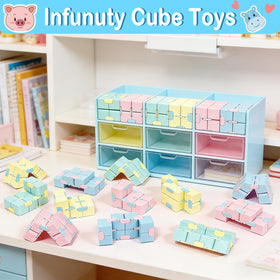 AMENON Infinity Cube green color, durable handheld fidget for desk breaks.