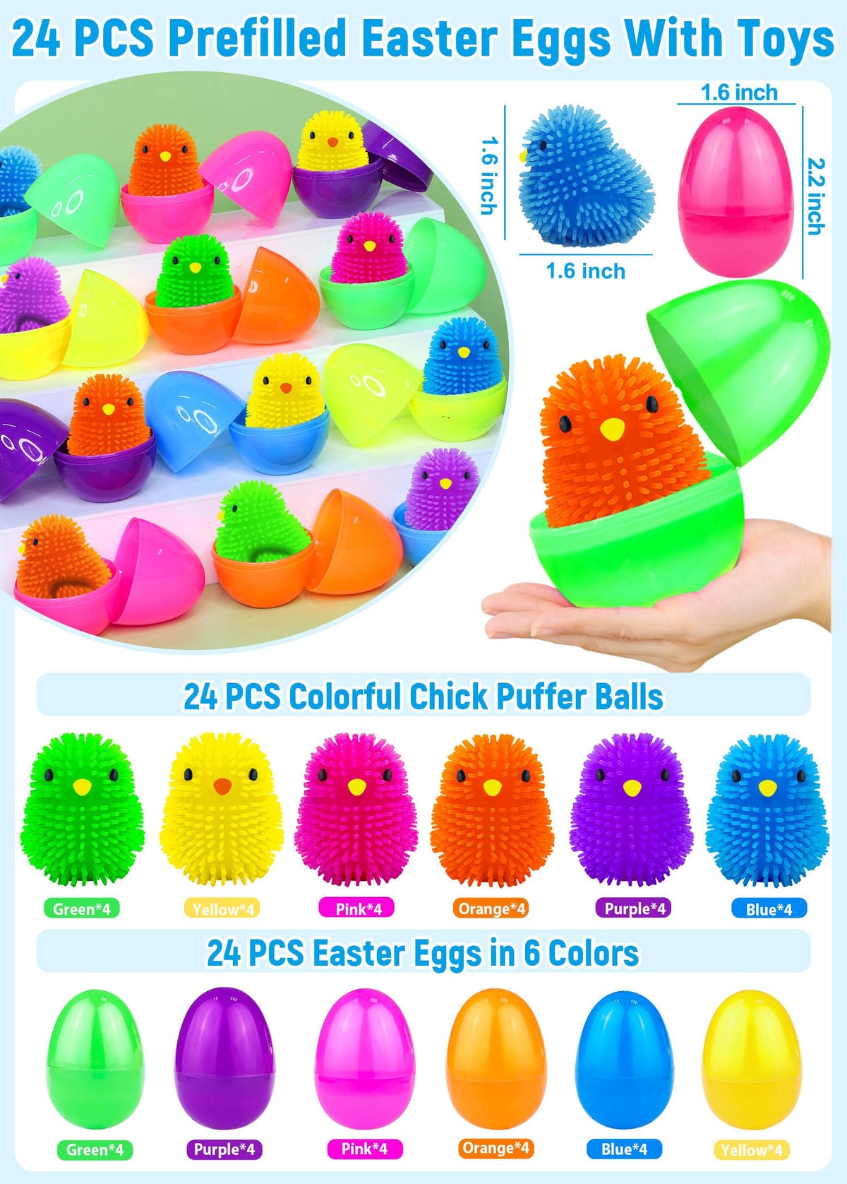 AMENON LED chicken puffer balls glow for engaging sensory play.