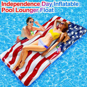 AMENON 6x3 ft pool float with cup holders keeps drinks within reach