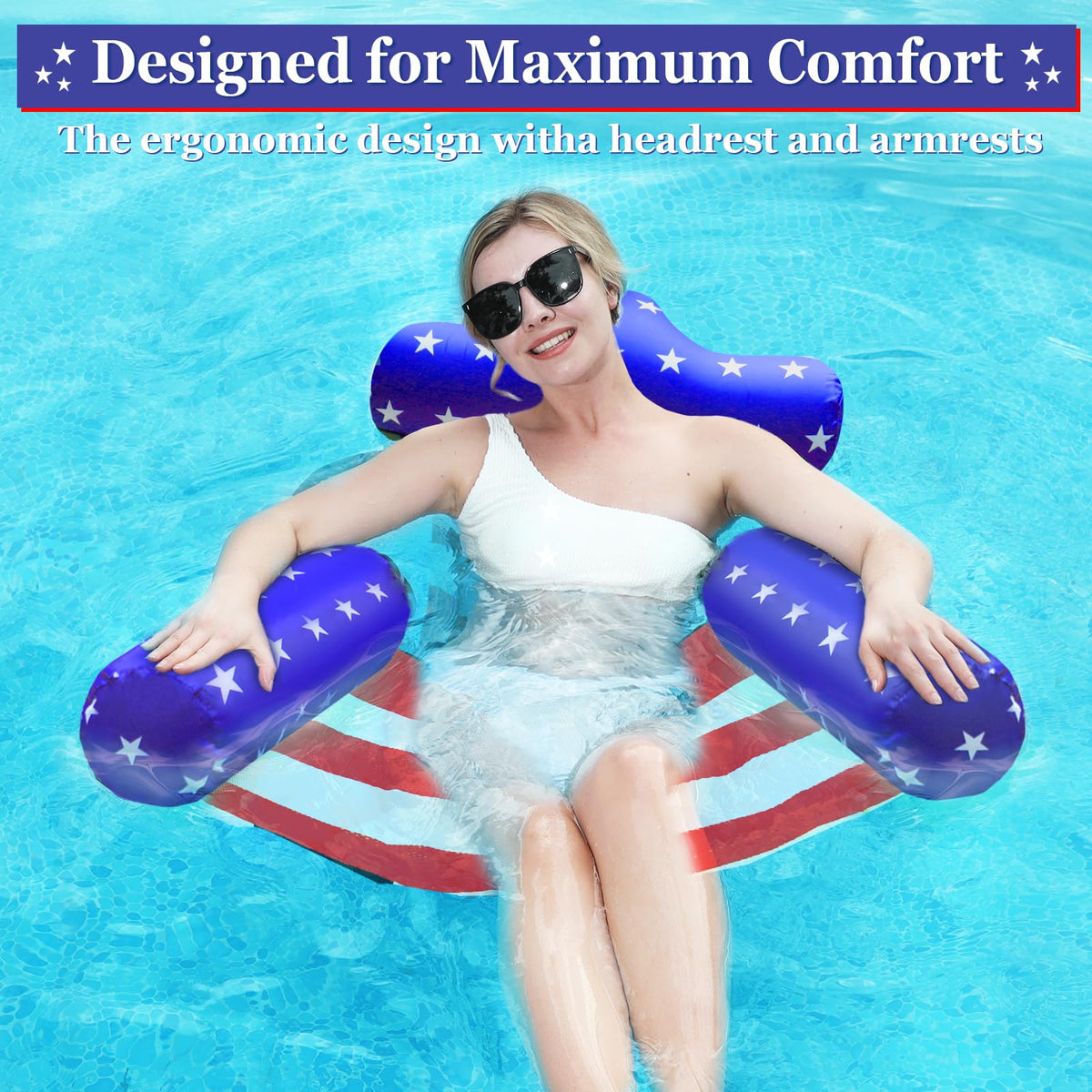 AMENON pool float chairs in action at lake or poolside