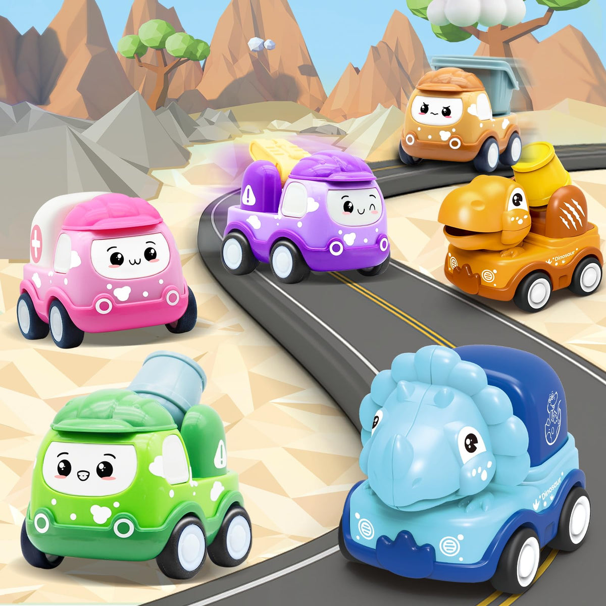 AMENON pull-back cars inside eggs for friction-powered play