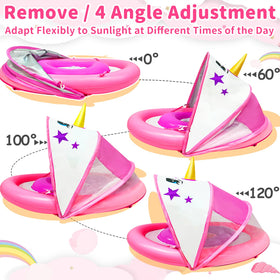 AMENON unicorn baby float canopy UPF50 provides shade during sunny sessions