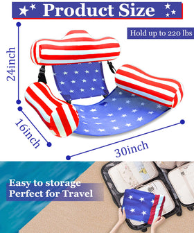 AMENON USA flag pool float chair backrest supports relaxed posture