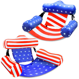 AMENON USA flag pool float chair setup shown for easy lounging at the pool