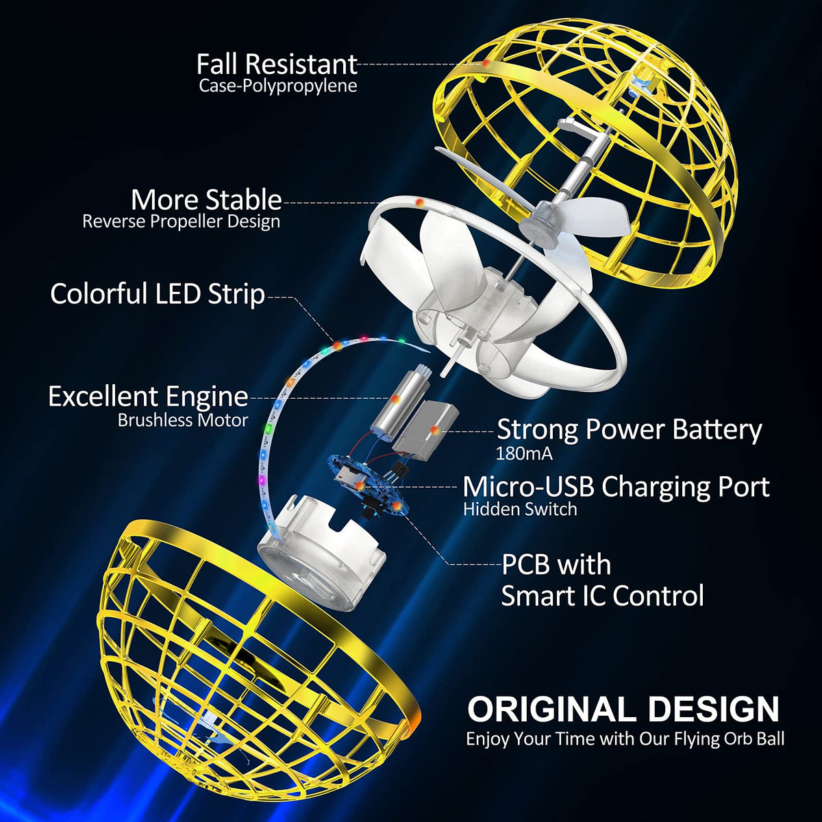 AMERFIST Flying Orb Ball LED RGB lights for vibrant nighttime visuals.