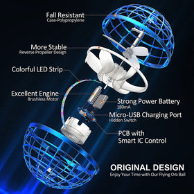AMERFIST Flying Orb Ball Toy LED indicators improve night visibility