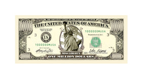 American Art Classics million-dollar bill Statue of Liberty back design for display.