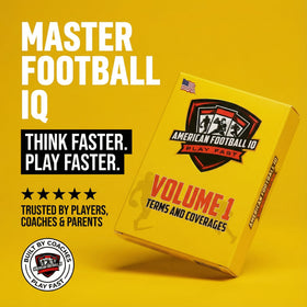 American Football IQ flashcards displaying on-field scenarios for understanding coverages