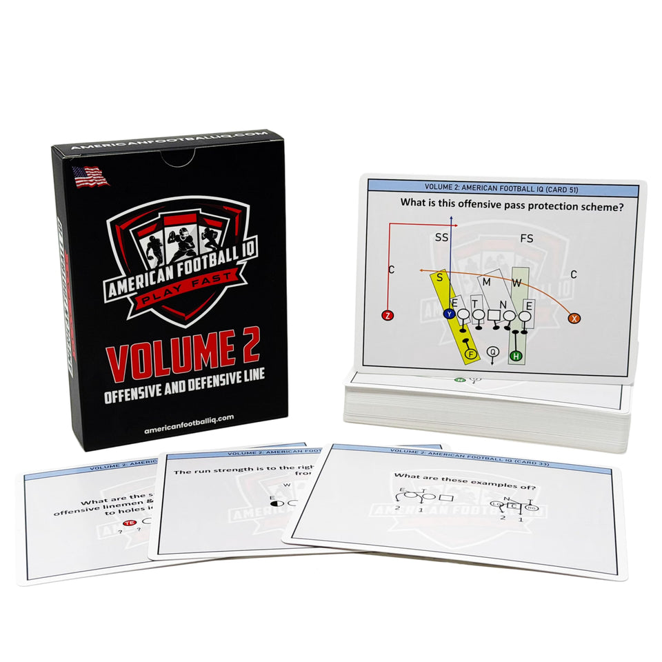 American Football IQ V2 offensive line blocking schemes diagram to improve blocking execution.