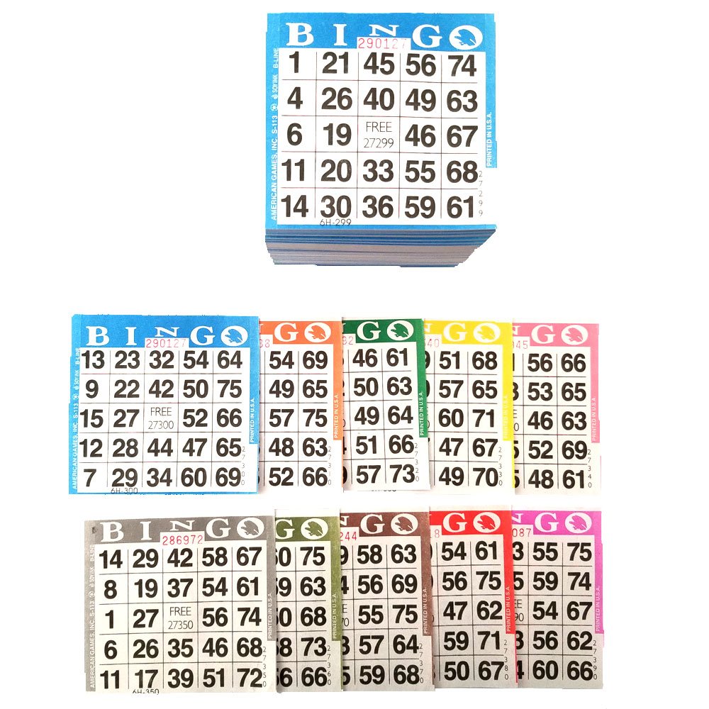 American Games 10-color bingo books show vibrant sheets for quick, social bingo sessions