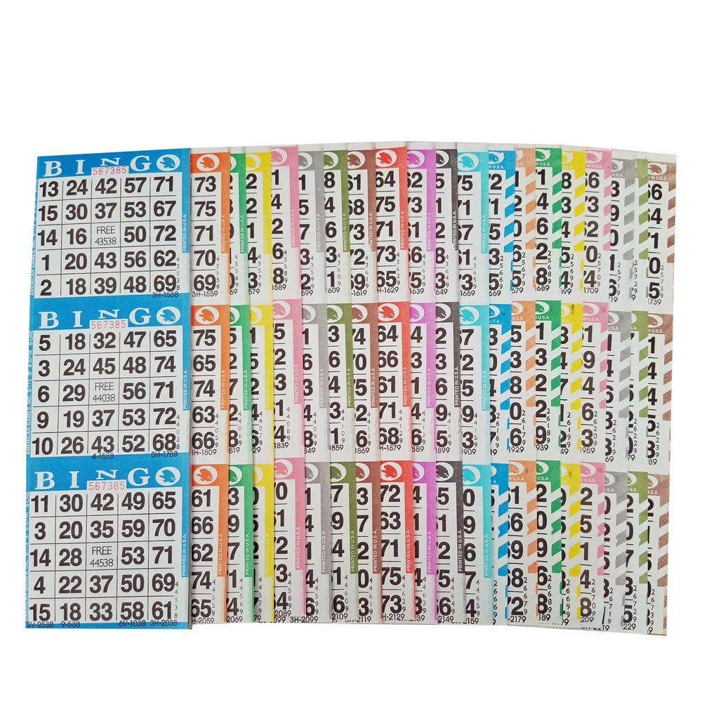 American Games bingo books 50-pack display for group events with ready-to-use sheets